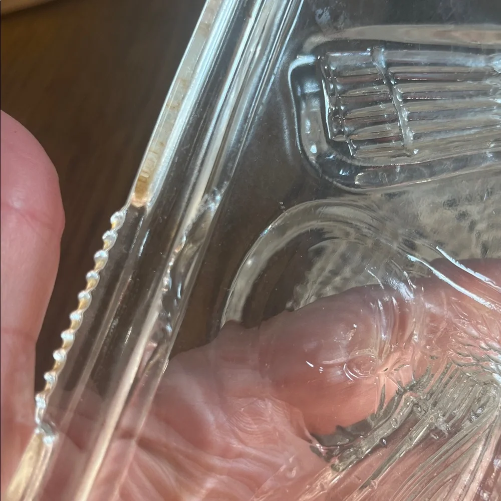 Vintage Clear Glass vegetable Dish with Decorative Lid - Clear